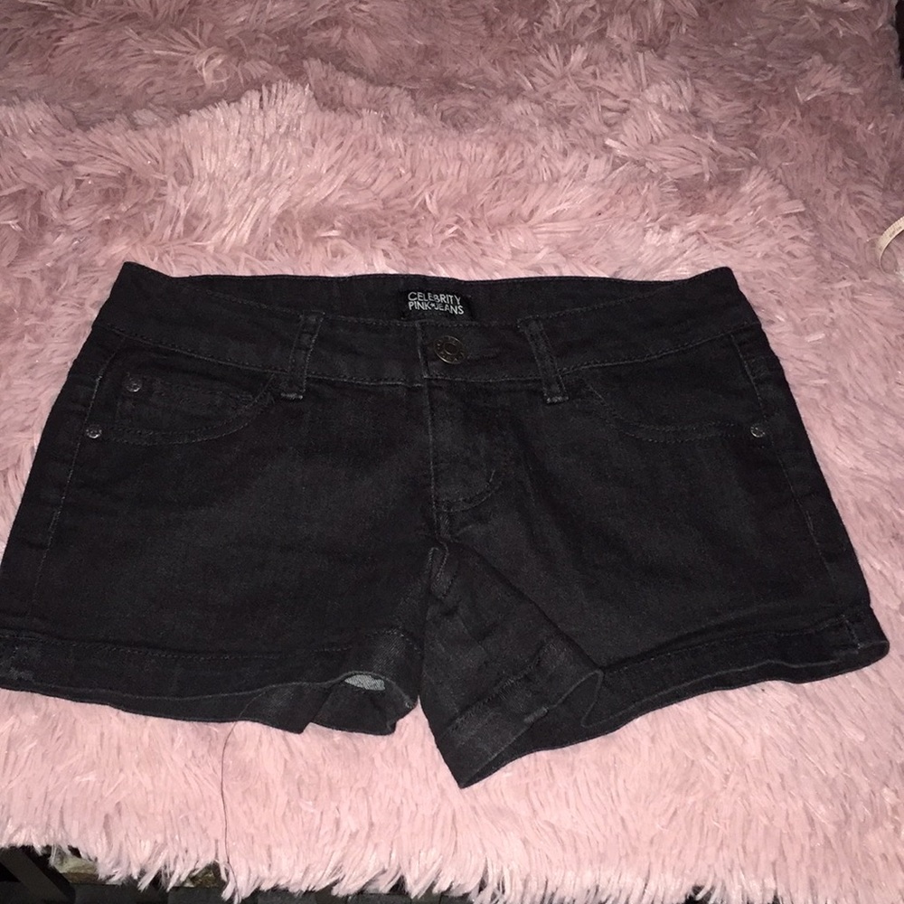 Celebrity pink black jean shorts size 1